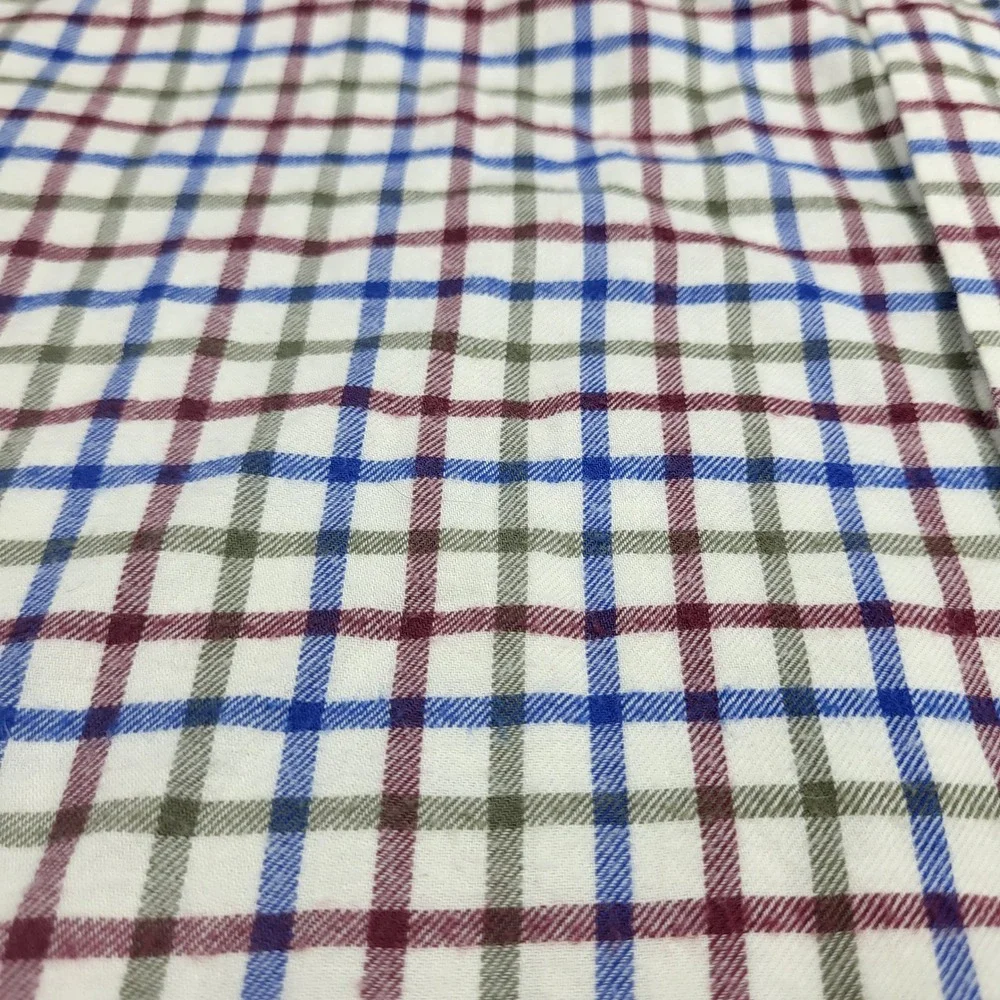 J.McLaughlin Mens Large Tattersall Check Button Down Shirt Blue Green Burgundy L - Picture 5 of 9